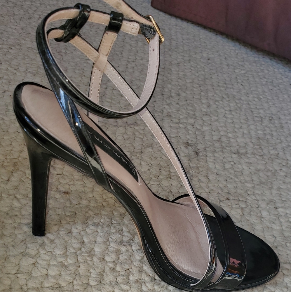 STEVEN Madden Black Patent Leather Strappy Stiletto